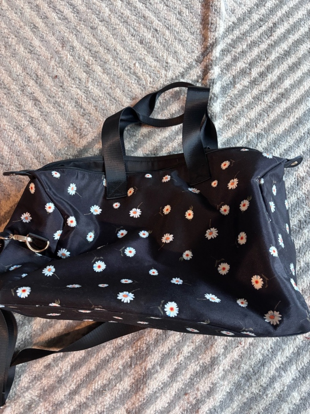Alice & Olivia Black Daisy Print Weekender Bag